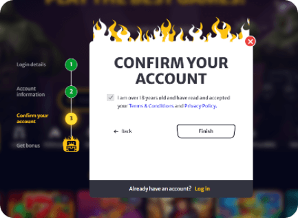 This screenshot depicts the third step of the Hell Spin confirmation.